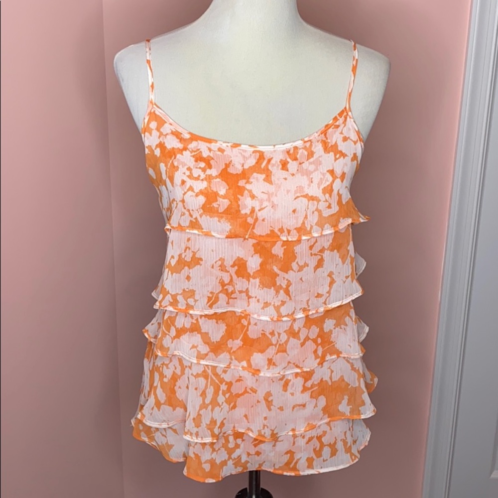 New York & Company Orange Flower Tank